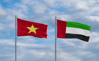 UAE and Vietnam flags, country relationship concept