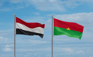 Fototapeta na wymiar Burkina Faso and Yemen flags, country relationship concept