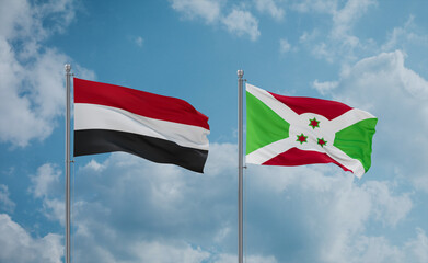 Burundi and Yemen flags, country relationship concept