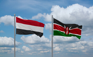 Kenya and Yemen flags, country relationship concept