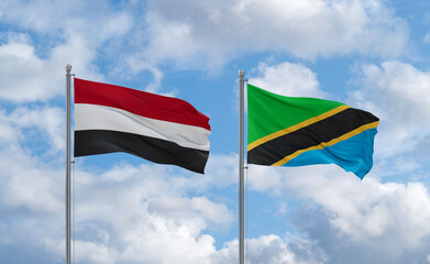 Tanzania and Yemen flags, country relationship concept