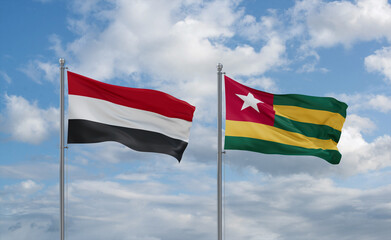 Togo and Yemen flags, country relationship concept