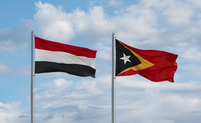 East Timor and Yemen flags, country relationship concept