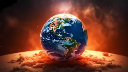 Crisis Alert: Conceptual Image of Earth on Fire Symbolizing Global Warming