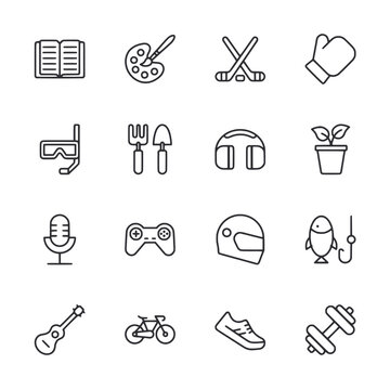set of icons hobby vector illustration