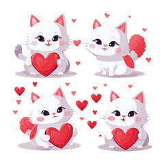illustration set of Cute cat in Valentine day