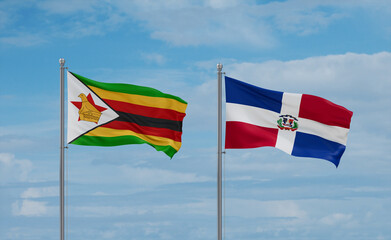 Belgium and Zimbabwe flags, country relationship concept