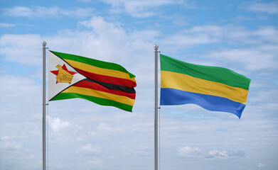 Gabon and Zimbabwe flags, country relationship concept