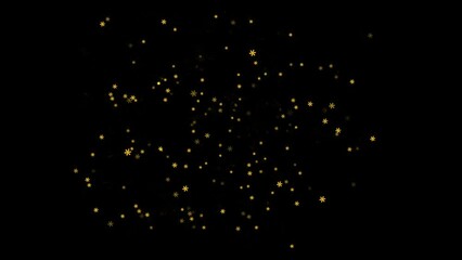 Golden stars float and twinkle in space