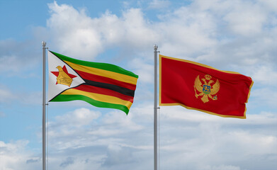 Montenegro and Zimbabwe flags, country relationship concept