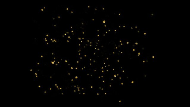 Golden stars float and twinkle in space