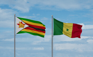 Senegal and Zimbabwe flags, country relationship concept