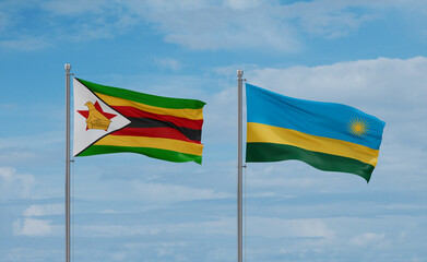 Rwanda and Zimbabwe flags, country relationship concept