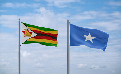 Somalia and Zimbabwe flags, country relationship concept