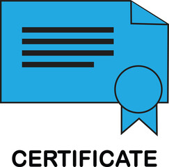 Certificate icon blue color vector art