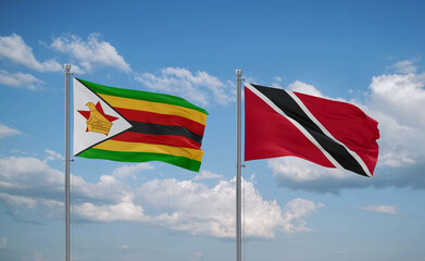 Trinidad and Tobago and Zimbabwe flags, country relationship concept