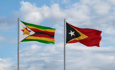 East Timor and Zimbabwe flags, country relationship concept