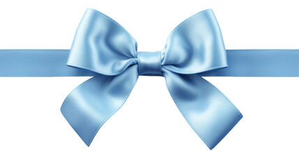 Beautiful shiny silk blue bow isolated on transparent background, decorative design png element, clip art festive object. - obrazy, fototapety, plakaty