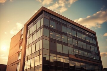 Fototapeta premium Modern office building business sustainable architecture urban project window design glass city corporate exterior structure facade center commercial futuristic downtown outdoors corporation company