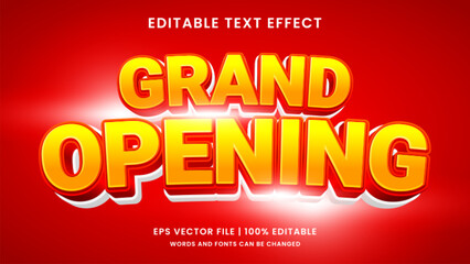 Fototapeta na wymiar Grand opening 3d editable text effect