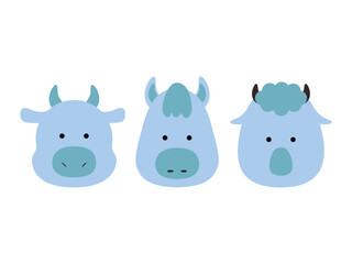 Chinese zodiac animal in flat style, cow goat bull. Vector illustration