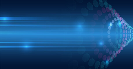 Big data visualization on dark background. An array of multi-colored lines. Hi-tech concept of data structuring. Futuristic fragmentation of information.