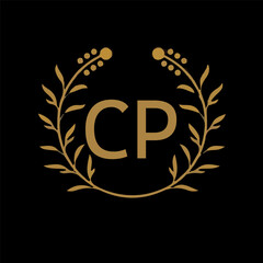 CP letter branding logo design with a leaf.