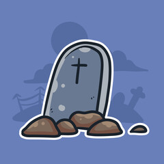 Vector illustration of tombstone for halloween sticker