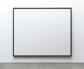minimalist black and white framed artwork on a white wall