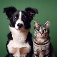 border collie puppy and cat