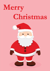 Fototapeta na wymiar Christmas greeting card with santa, postcard, vector illustration, Merry Christmas