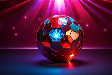Fototapeta premium disco ball,soccer,ball,football,sport,game,play,competition,sport,leather,light,Ai generated 