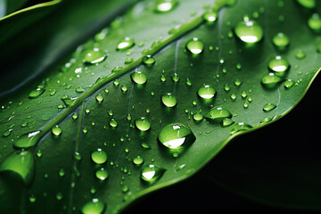green leaf with water droplets