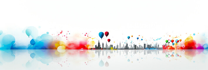 Celebration colorful balloons on white background. For Merry christmas card and Happy new year poster or web design and web background. Generative ai