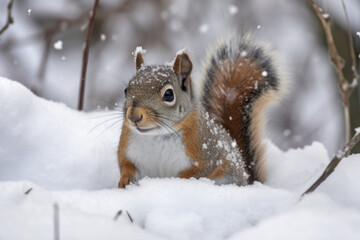 Squirrel on the snow - Generative AI