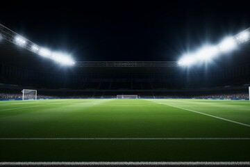 Soccer background on ground grass stadium football game sport competition event championship match artificial green grass lawn grassy field outdoors calm empty sports isolated night evening backdrop