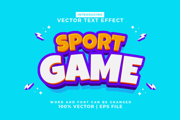 Editable text effect Sport Game 3d cartoon template style premium vector