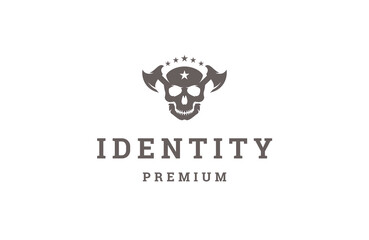 Skull axe logo design template flat vector