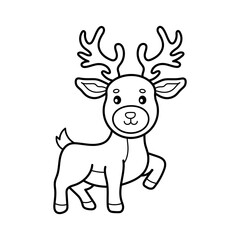Deer. Coloring page, coloring book page. Black and white vector illustration.
