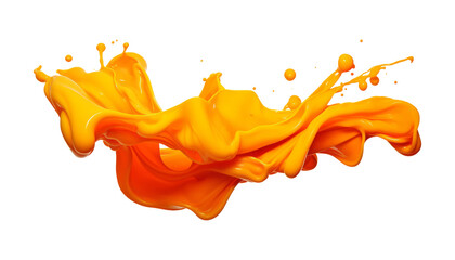 orange paint splash isolated on transparent background cutout