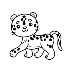 Leopard. Coloring page, coloring book page. Black and white vector illustration.