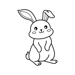 Rabbit. Coloring page, coloring book page. Black and white vector illustration.