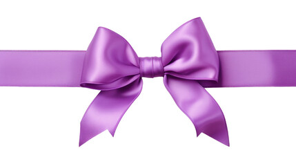 Beautiful shiny silk violet bow isolated on transparent background, decorative design png element, clip art festive object.