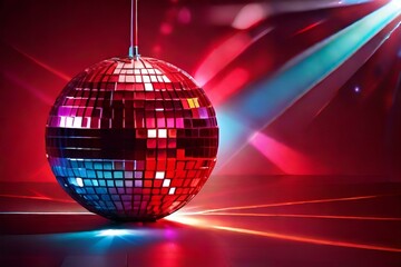 Fototapeta premium disco ball with lights,mirror,disco,ball,light,c,celebration,clubbing,nightlife,circle,illustration,Ai generated 