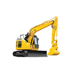Vector illustration of a modern excavator on a white background.