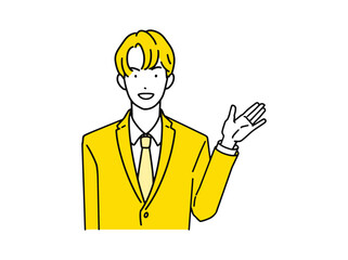 案内をする男性ビジネスパーソン