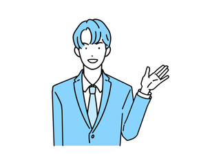 案内をする男性ビジネスパーソン