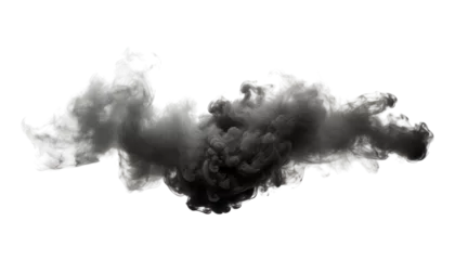 Poster black smoke isolated on transparent background cutout © Papugrat