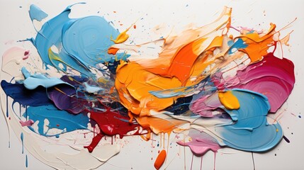 Abstract multicolored oil painting on canvas. Smears of multi-colored paint. Interior wallpaper