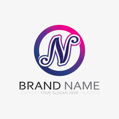 N Letter and font  Logo Template